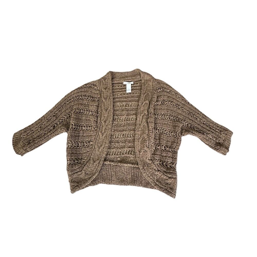 Tweeds Women’s Brown Open Front Cardigan Sweater Size Medium